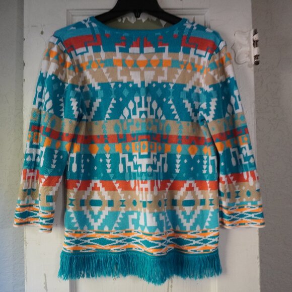 Ruby Rd. Aztec fringe sweater - Picture 2 of 6
